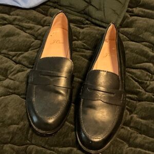J. Crew Classic Black Leather Slip-On Loafers